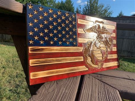 Wood Marine Corps Flag American Wood Flag Military Wood - Etsy