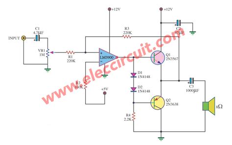 Mini audio amplifier circuit – Electronic projects circuits