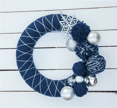 Dark Blue Silver Christmas Wreath Sparkling Christmas Home - Etsy