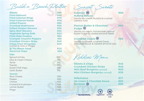 @the Beach Bar menù, Pretoria - Main Menu | Sluurpy