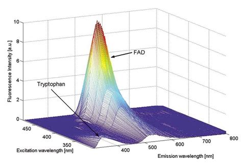 Excitation-Emission Matrix (EEM) of a mixture of fluorescent ...