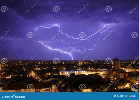 Thundershower and Lightning Stock Image - Image of weather, lightning: 9483213