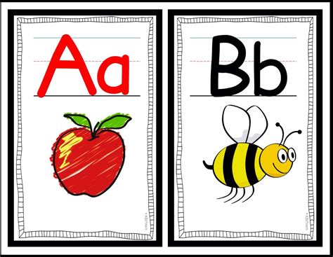 Alphabet Classroom Decor Wall Cards A-Z (RF.K.3a) (Black Border) | Alphabet wall cards, Alphabet ...