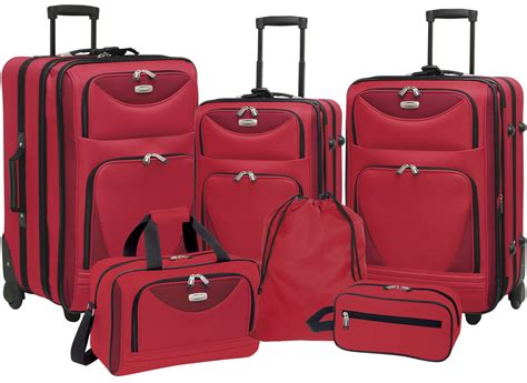 Skyview 6-Piece 2-Tone Rolling Luggage Set - Red - Walmart.com