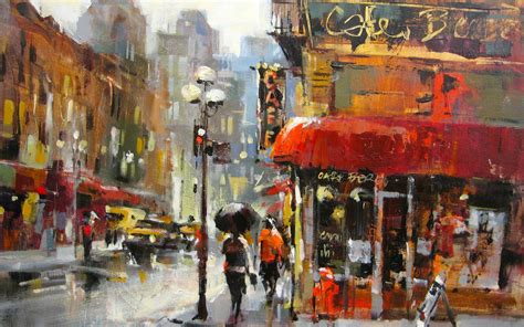 City Street Rain Painting wallpaper | 2560x1600 | #9145