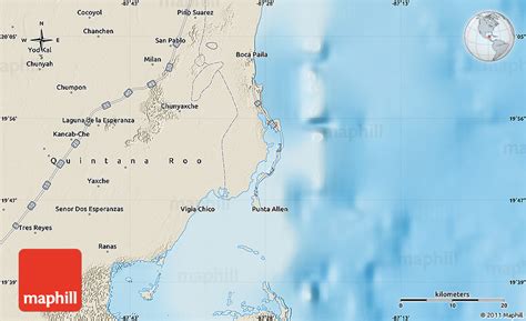 Shaded Relief Map of Punta Allen