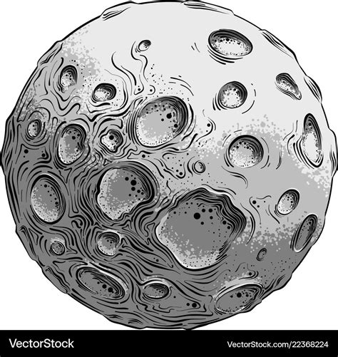 Hand drawn sketch of moon planet in black Vector Image