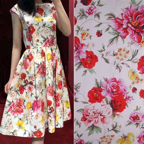 sicilian floral print cotton poplin fabric for dress,100% cotton fabric ...