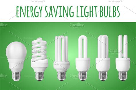 6 energy saving light bulbs | Custom-Designed Graphic Objects ~ Creative Market