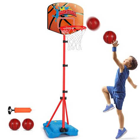 Buy Toddler Basketball Hoop Stand Adjustable Height 2.5 ft -6.2 ft Mini Indoor Basketball Goal ...