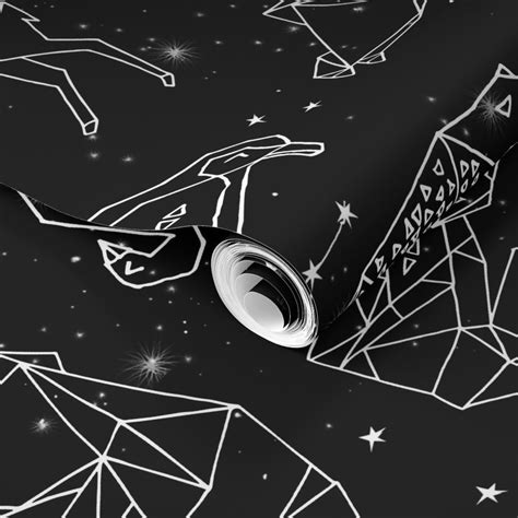 Constellations Wallpaper Black and White by Andrea Lauren - Etsy