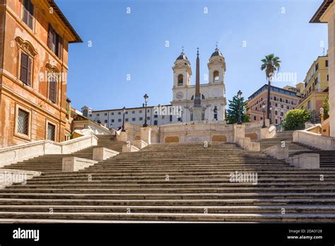 Empty historic spanish stairs at Piazza di Spagna in Rome, Italy Stock ...