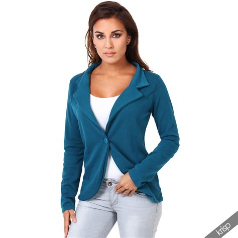 KRISP Womens Slim Fit Casual Smart Jersey Blazer Ladies Office Jacket ...