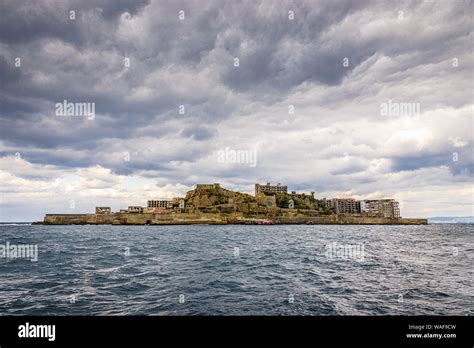 Gunkanjima Island, Nagasaki, Japan historic abandoned island Stock ...