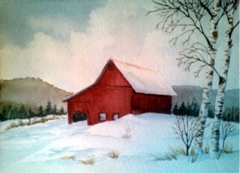 winter barn | Barn painting, Watercolor barns, Water painting