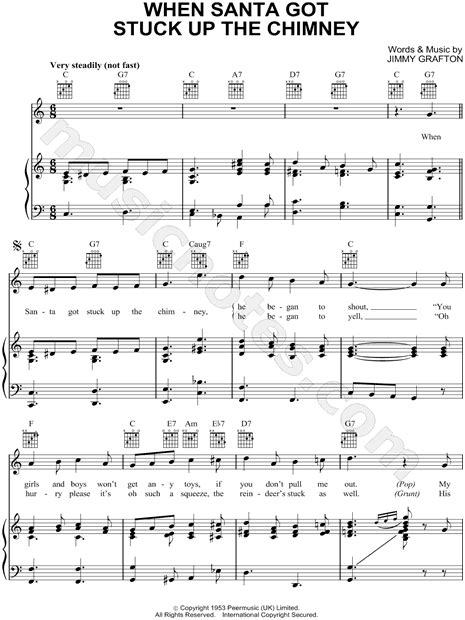 Jimmy Grafton "When Santa Got Stuck Up the Chimney" Sheet Music in C Major (transposable ...