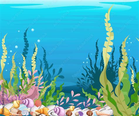 under the sea vector background Marine Life Landscape - the ocean and underwater world with ...