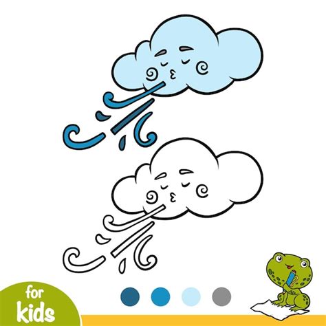 Libro para colorear para niños nube y viento | Vector Premium