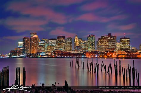 Boston Skyline City Buidlings Along the Bay