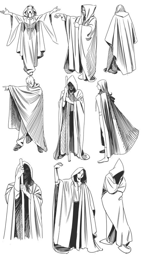 hooded cloak drawing reference - monroe-eger