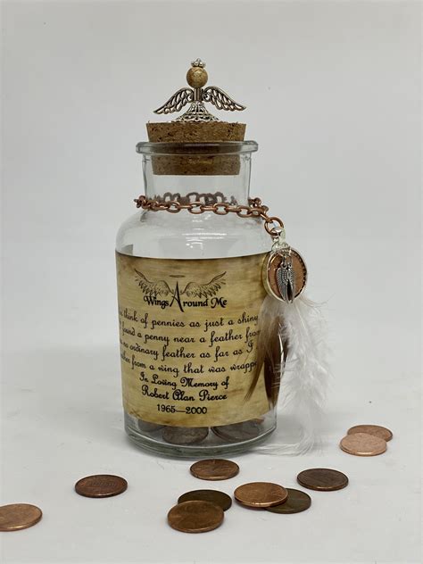 Pennies and Feathers From Heaven Keepsake Jar - Wings Around Me