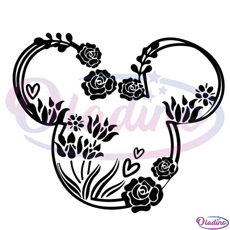 Mickey Mouse Flower Svg Digital File, Disney Mickey Mouse Head Svg