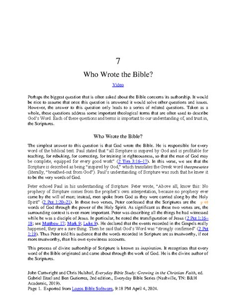 Everyday Bible Study - Chapter 7 - Who Wrote the Bible - John Cartwright and Chris Hulshof ...