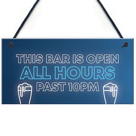 Neon Effect Bar Sign OPEN ALL HOURS Funny Home Bar Garden Pub Sign ...