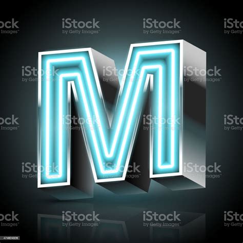 3d Blue Neon Light Letter M Stock Illustration - Download Image Now - 2015, Abstract, Alphabet ...