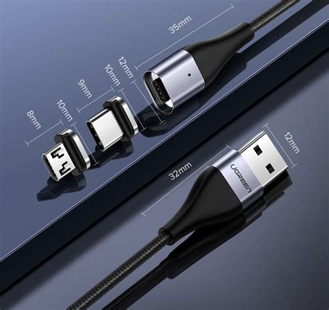 UGREEN Magnetic Cable with USB C and Micro USB Plugs, 1 Meter | Mirage Stores