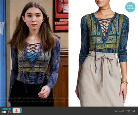 Riley’s blue printed lace-up top and fringed clogs on Girl Meets World | Fashion tv, Girl meets ...