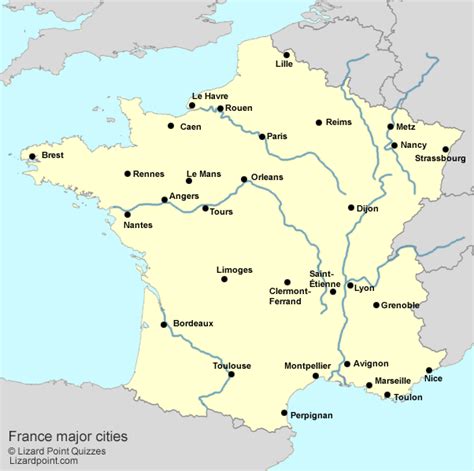 Test your geography knowledge - France: Major cities | Lizard Point Quizzes