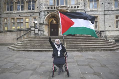 One Woman Gaza Protest Held Outside the Town Hall