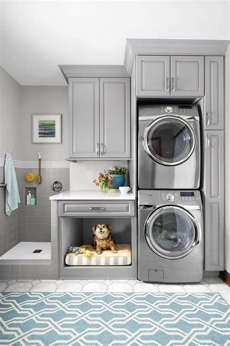 modern-grey-laundry-room-with-dog-wash-station | HomeMydesign