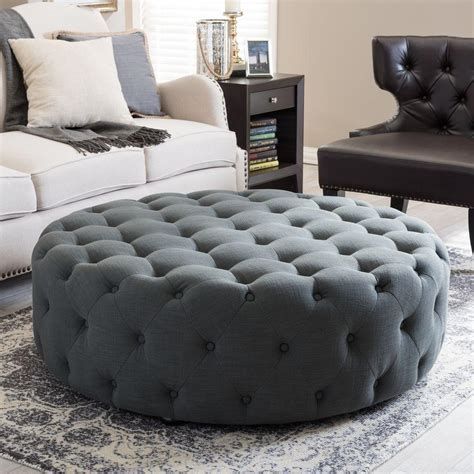 Baxton Studio Cardiff Gray Accent Ottoman-28862-4390-HD - The Home Depot