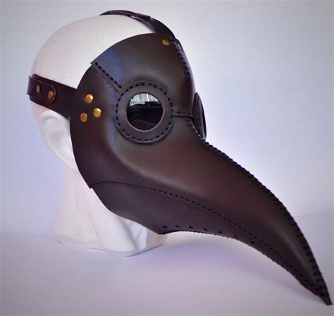 Handmade Leather Plague Doctor Mask in Brown Color