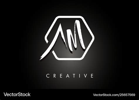 Am a m brushed letter logo design with creative Vector Image