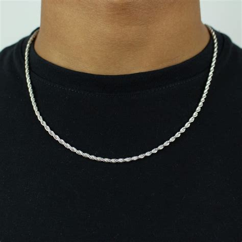 3mm Rope Chain in White Gold – Jewlz Express