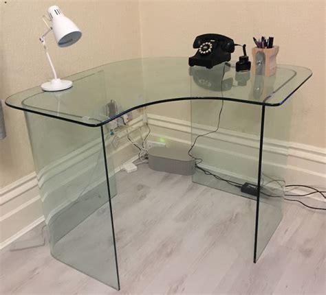 John Lewis Staten Glass Corner Desk - Excellent condition, minimalist design | in Bournemouth ...