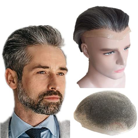 Toupee Haarteil für Herren, 100 % Echthaar, Grau : Amazon.de: Kosmetik