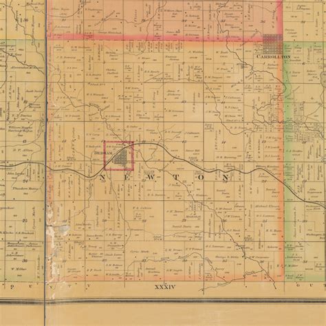 Newton, Iowa 1884 Old Town Map Custom Print - Carroll Co. - OLD MAPS