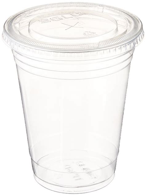 Clear Plastic Cups with Flat Lids Disposable Party Drinks Coffee, 100 ...