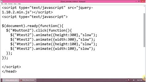 jQuery Example: Using jQuery animate() method to animate a div on button click - YouTube