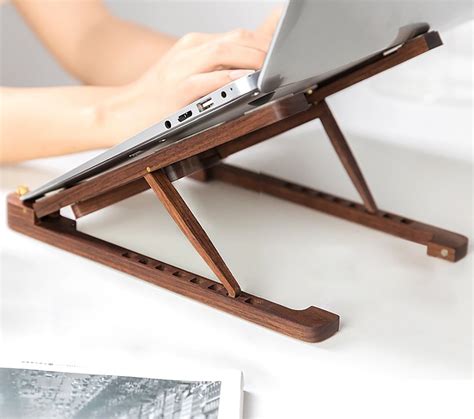 Wood Laptop Stand for Desk Wooden Computer Laptop Stand Portable Office Desk Accessories ...