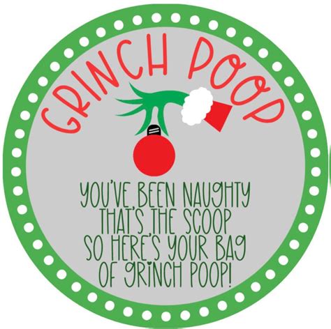 Grinch Poop Tags, Grinch Tags, Grinch Labels, Candy Stocking Stuffers, Christmas, Party Favors ...