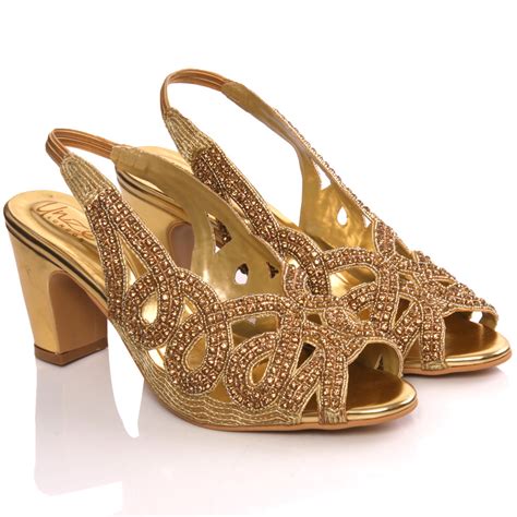 UNZE WOMENS TARA EMBELLISHED BRIDAL WEDDING SANDALS SIZE 3-8UK GOLD | eBay