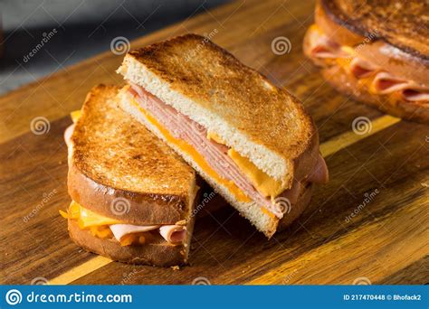 Homemade Ham and Grilled Cheese Sandwich Stock Photo - Image of toast ...