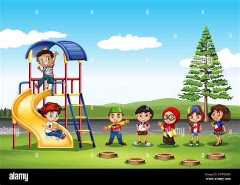 Children playing in the park Stock Vector Image & Art - Alamy