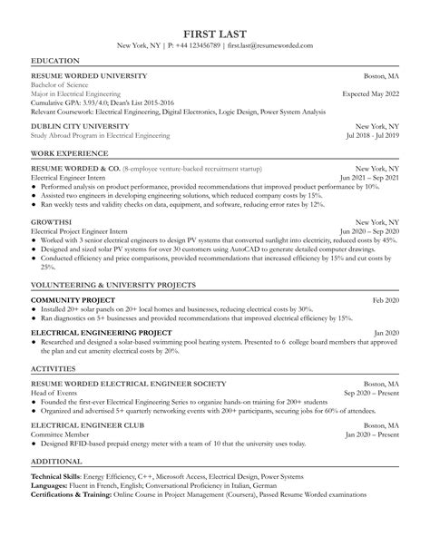 13 Electrical Engineer Resume Examples for 2025 | Resume Worded