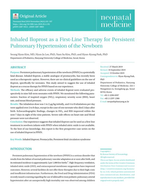 (PDF) Inhaled Iloprost as a First-Line Therapy for Persistent Pulmonary ...